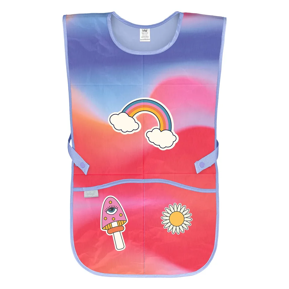 baagl-rainbow-red-tablier-enfant-poches-lavable-cole image 1