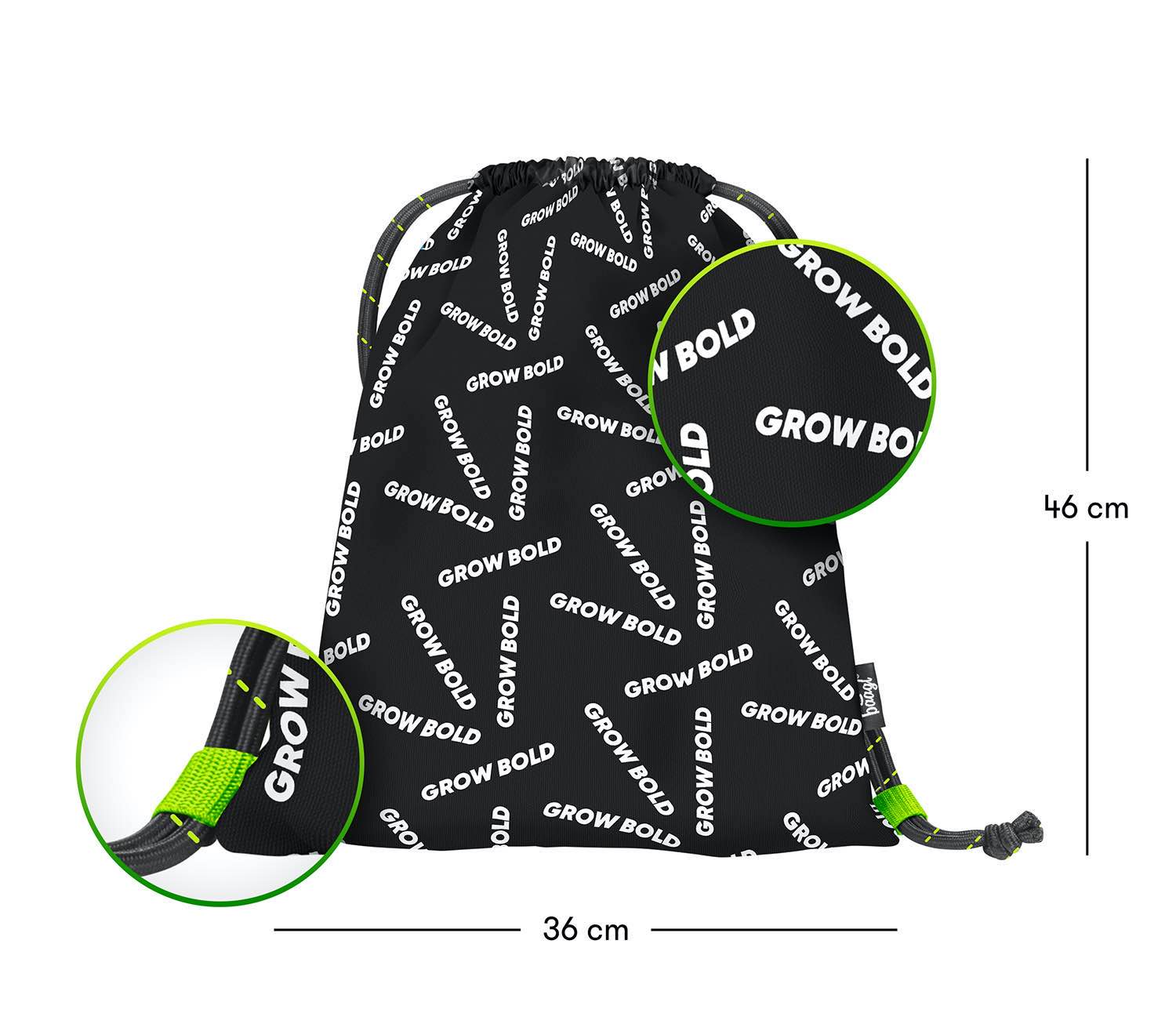 baagl-gym-sacks-grow-bold-sac-gym-noir-lavable image 3
