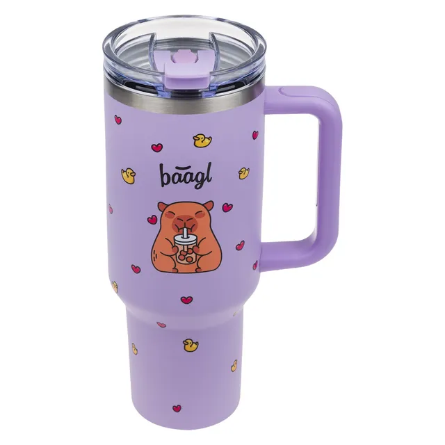 baagl-b-cup-capybara-gourde-isotherme-inox-1-18-l-avec-paille image 1