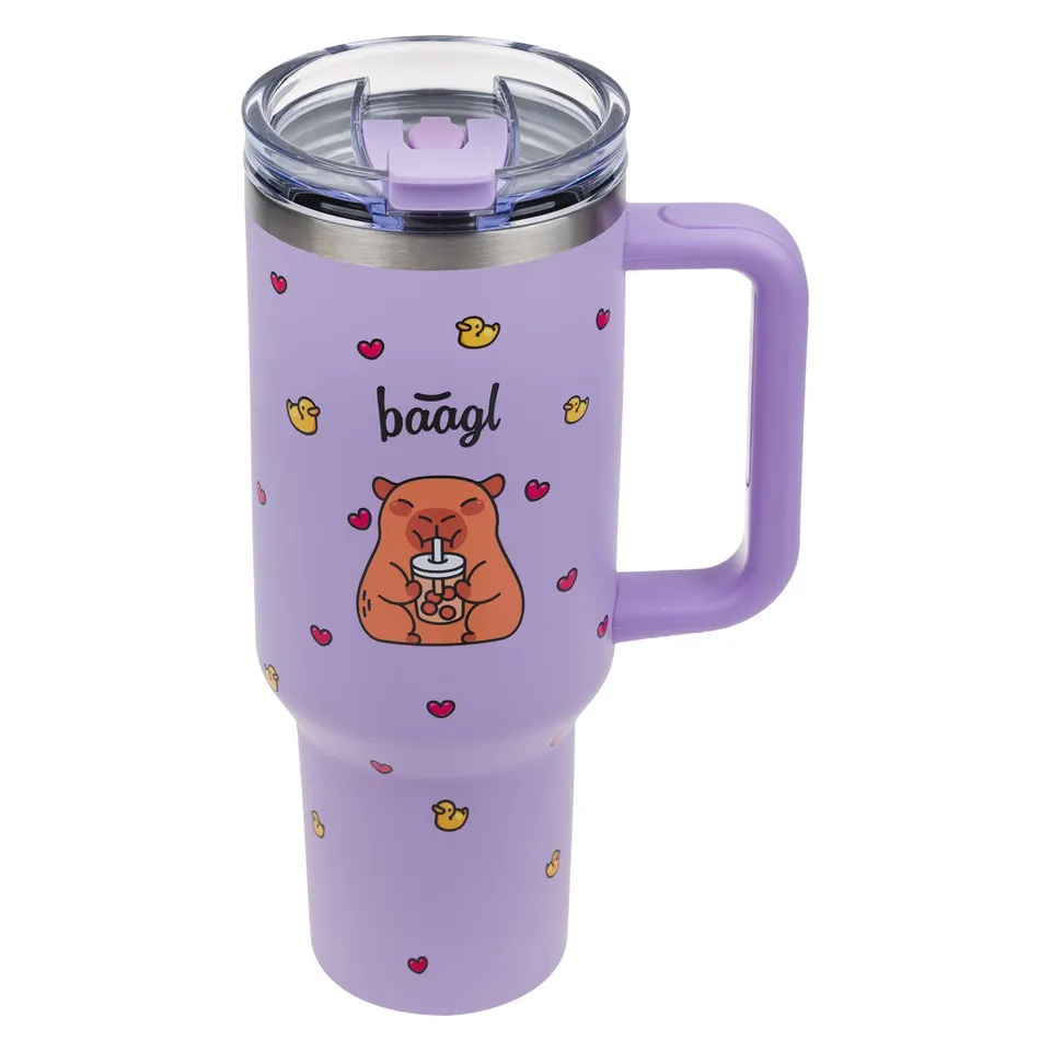 baagl-b-cup-capybara-gourde-isotherme-inox-1-18-l-avec-paille image 1