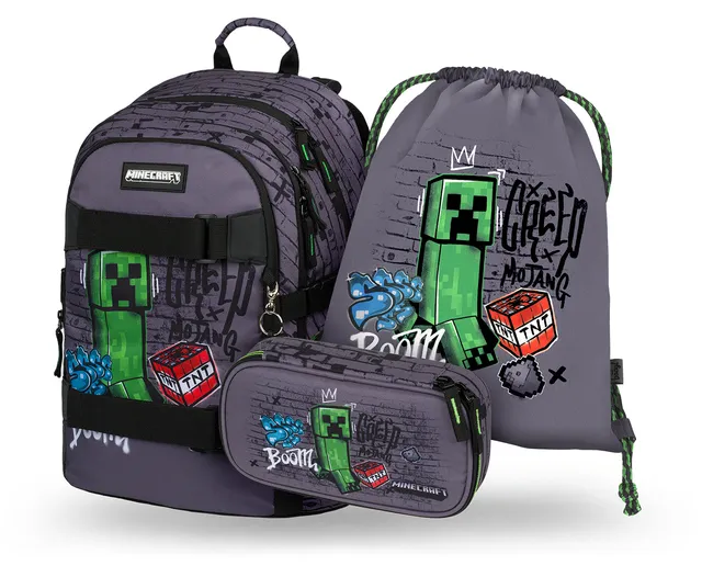 baagl-skate-minecraft-tnt-set-scolaire-3-pi-ces-sac-dos image 1
