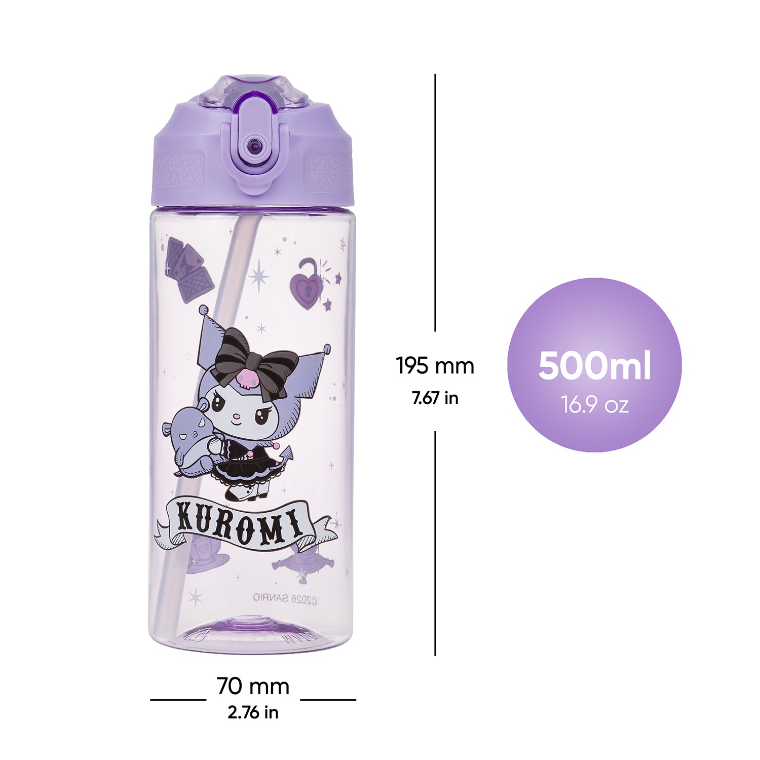 baagl-kuromi-fortune-dream-gourde-paille-tritan-500-ml image 5