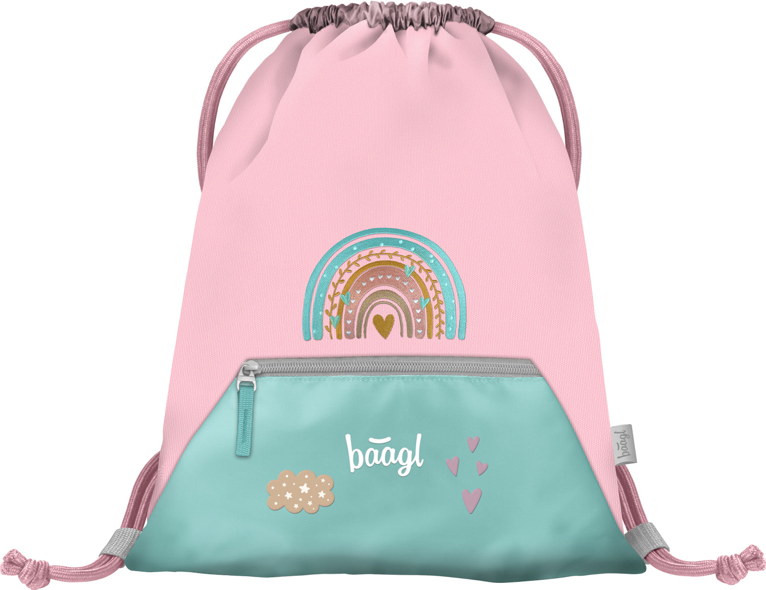 baagl-gym-sacks-sac-de-sport-pink-rainbow-poche-zipp-e image 1