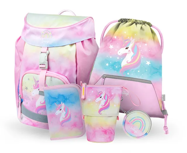 baagl-airy-ensemble-cartable-rainbow-unicorn-licorne-3-pi-ces image 1