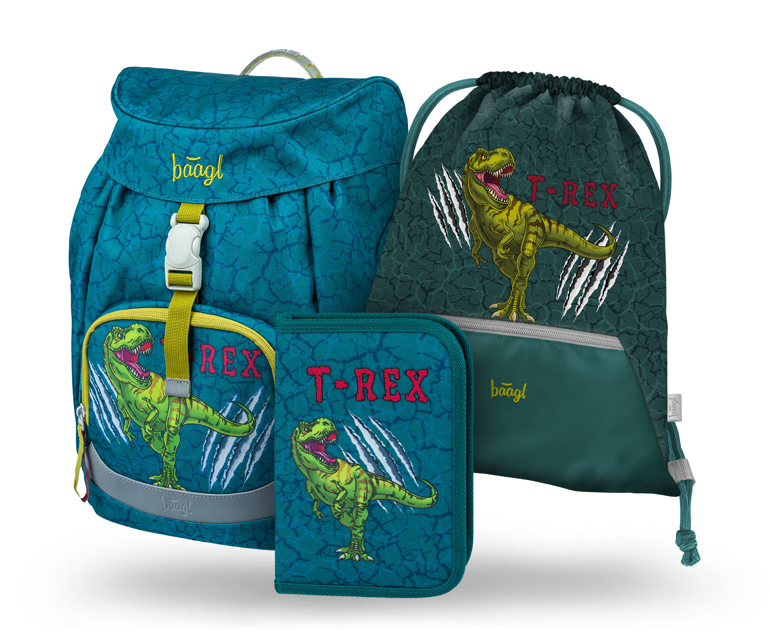 baagl-airy-t-rex-cartable-scolaire-3-pi-ces-dinosaure image 1