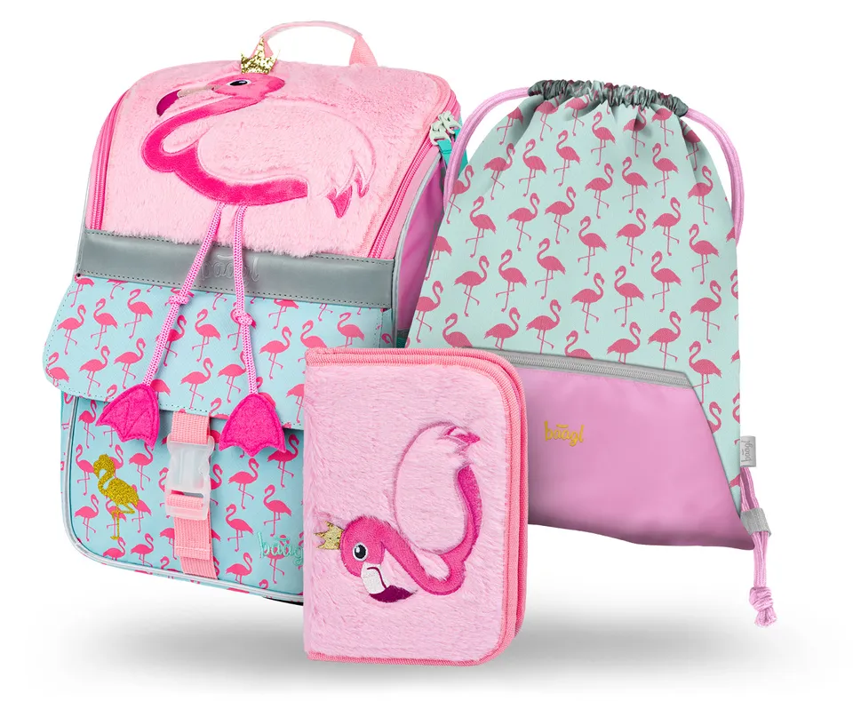 baagl-school-sets-zippy-flamingo-cartable-3-pi-ces image 1