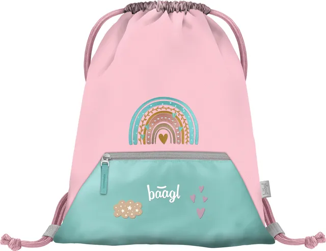 baagl-gym-sacks-sac-de-sport-pink-rainbow-poche-zipp-e image 1