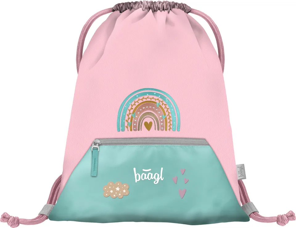 baagl-gym-sacks-sac-de-sport-pink-rainbow-poche-zipp-e image 1