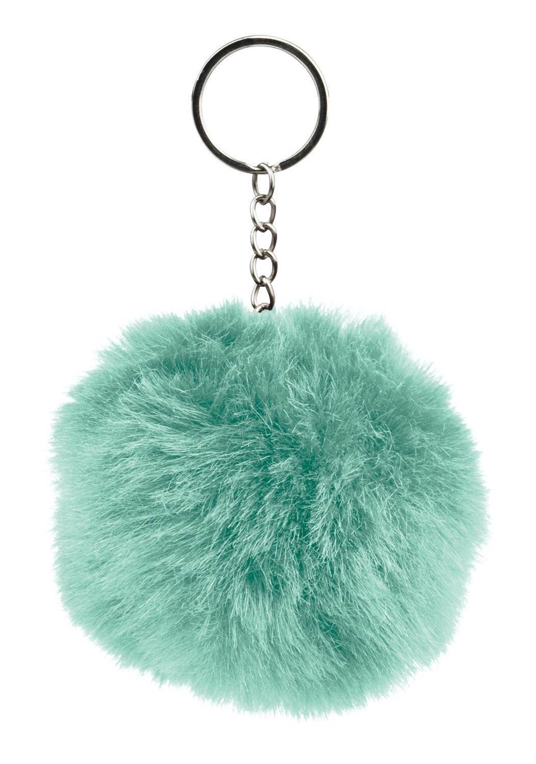 baagl-porte-cl-s-pompon-fourrure-turquoise image 1