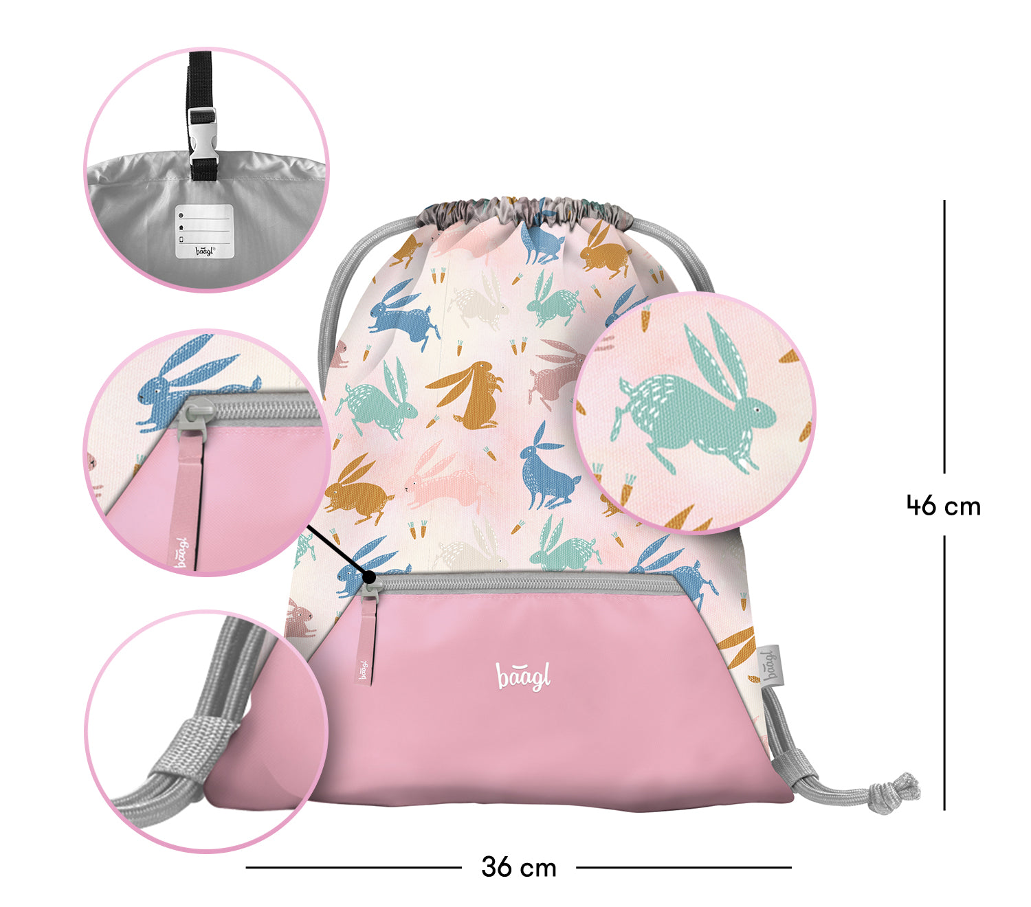 baagl-gym-sacks-bunny-sac-gym-poche-zip-lavable image 3