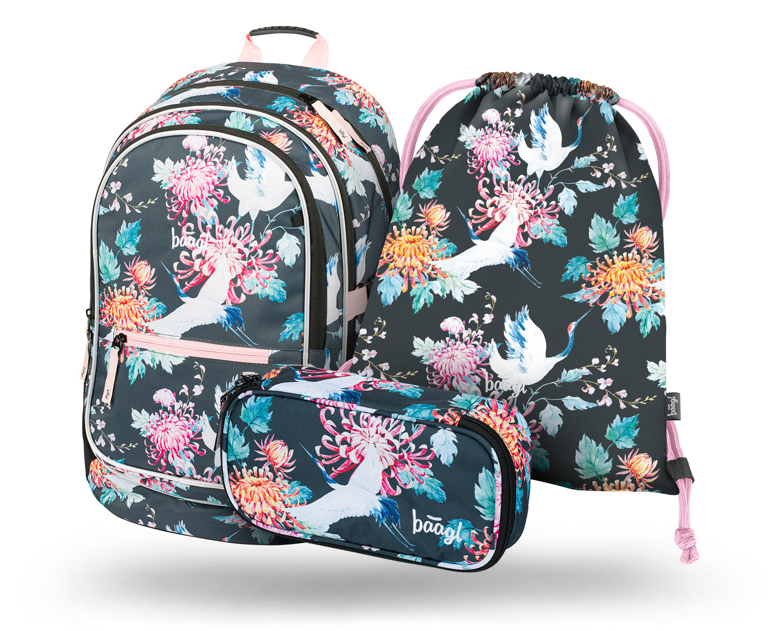 baagl-core-birds-sac-dos-scolaire-25-l-oiseaux-fille image 1