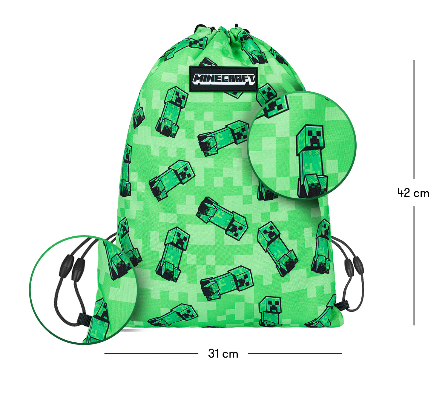 baagl-school-sets-minecraft-creeper-trousse-sac-sport-2-pi-ces image 4