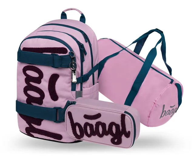 baagl-skate-rose-set-scolaire-sac-dos-trousse-recycl image 1