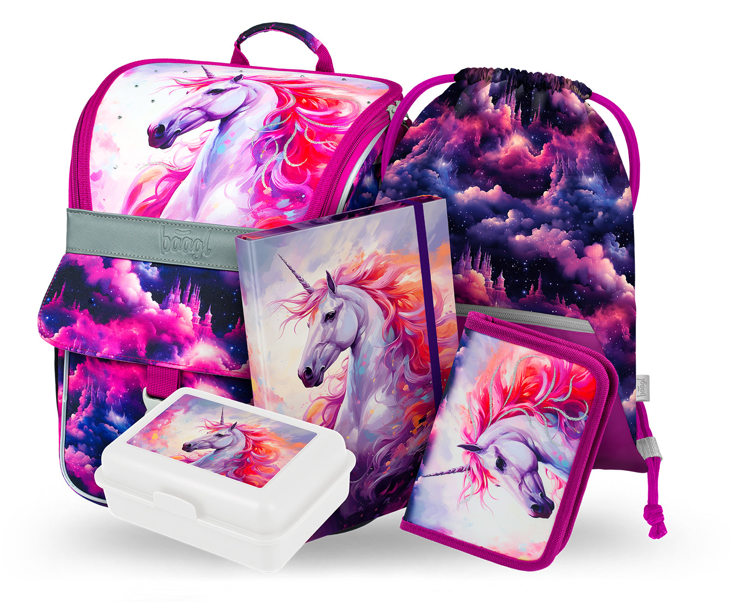 baagl-zippy-royal-unicorn-set-cartable-3-pi-ces-18-l image 1