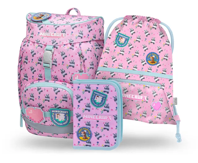 baagl-airy-minecraft-panda-set-scolaire-cartable-l-ger image 1