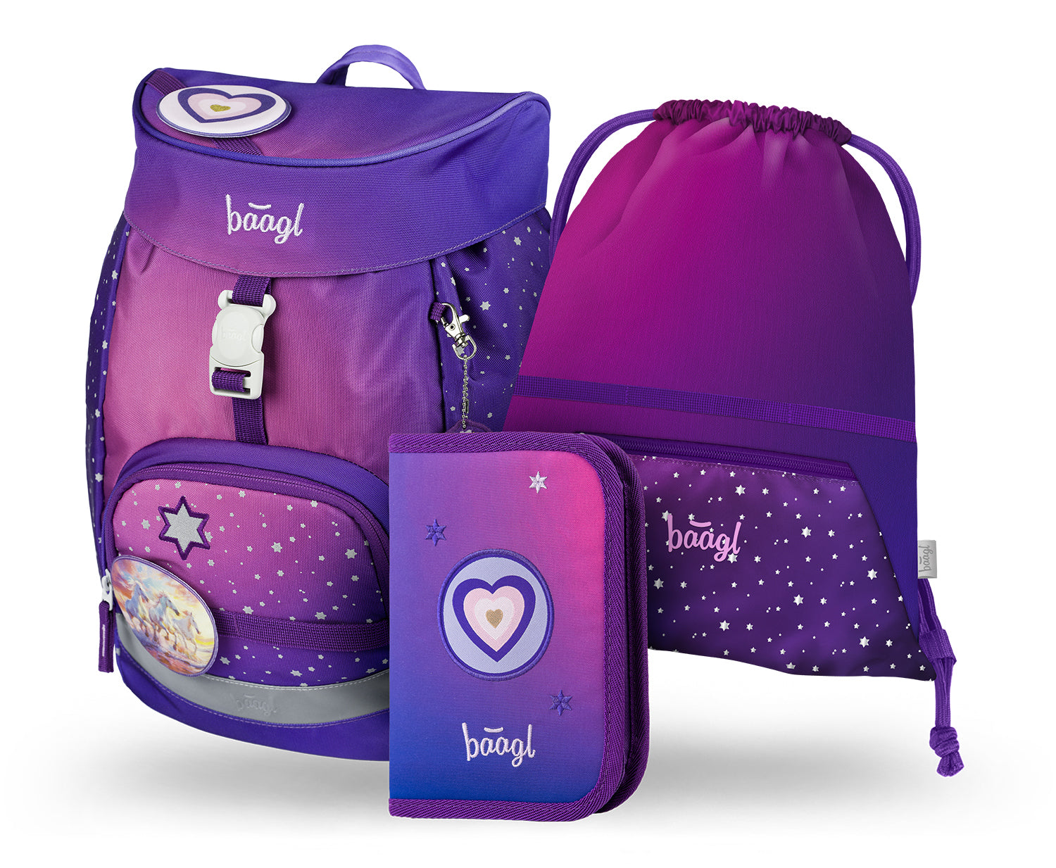 baagl-airy-horses-heart-ensemble-cartable-trousse-sac-gym image 1
