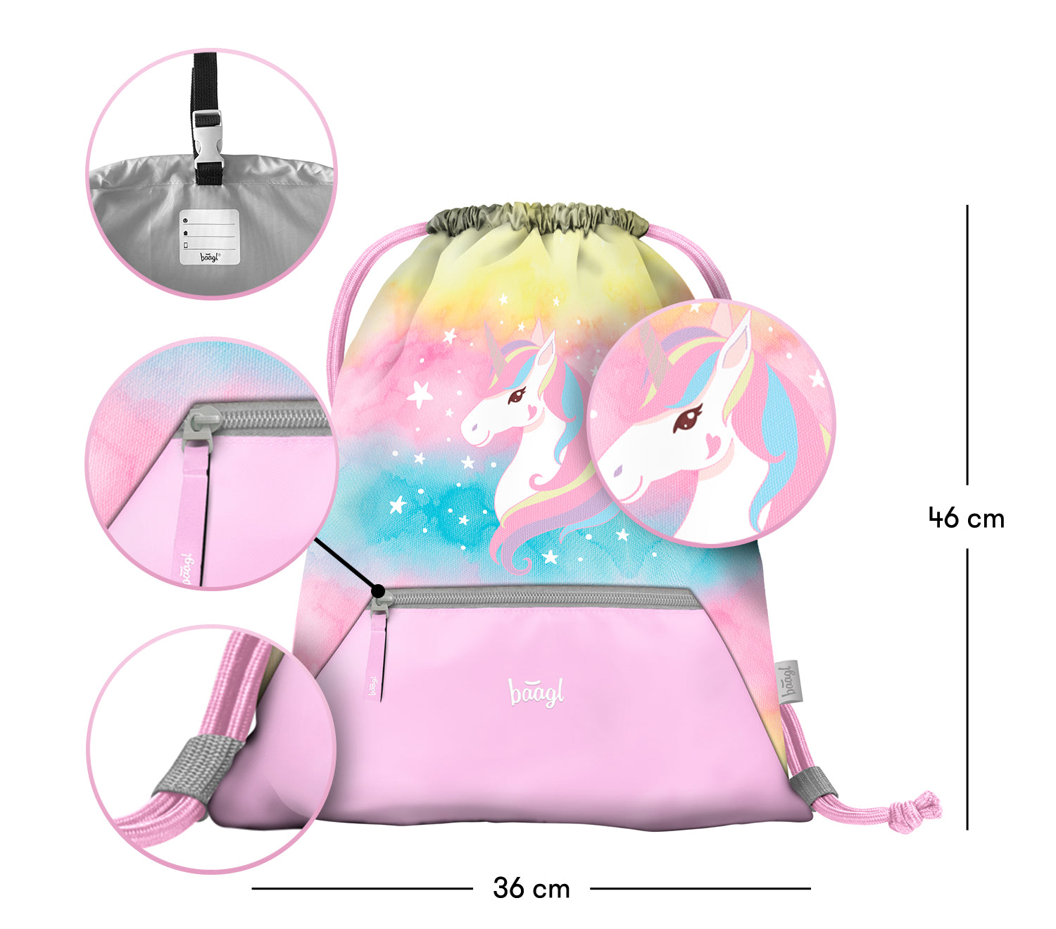 baagl-gym-sacks-sac-gym-rainbow-unicorn-poche-zipp-e image 3