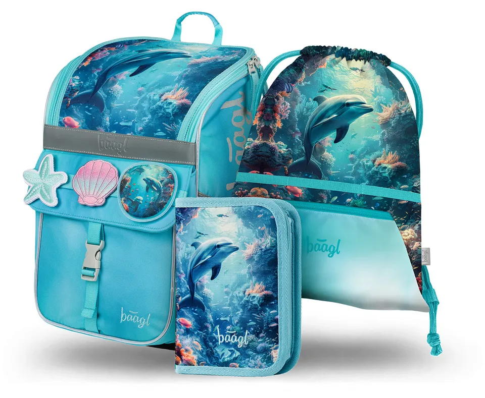 baagl-zippy-dolphin-cartable-ensemble-scolaire-dauphin image 1