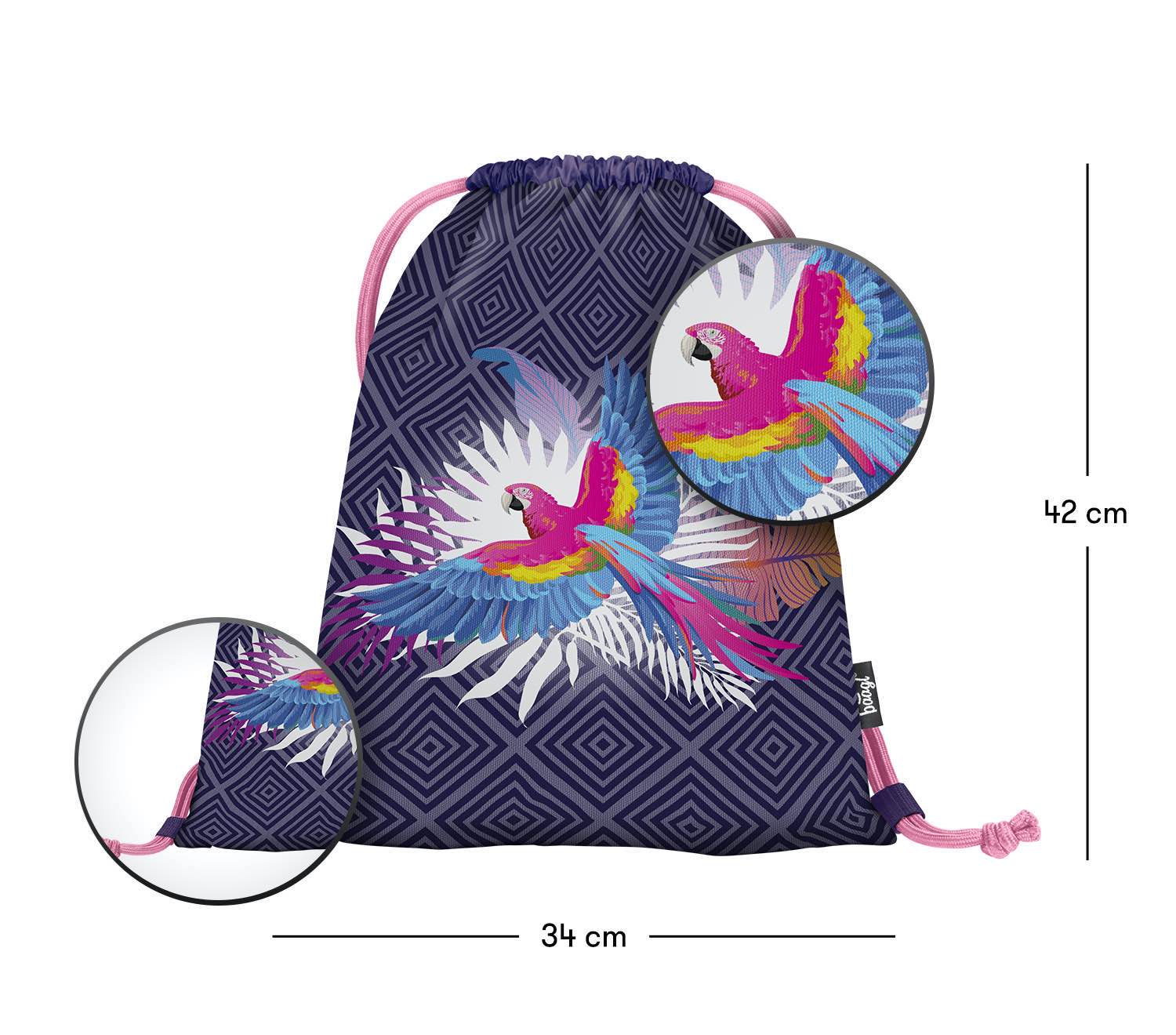 baagl-parrot-sac-de-gym-enfant-lavable-perroquet image 3