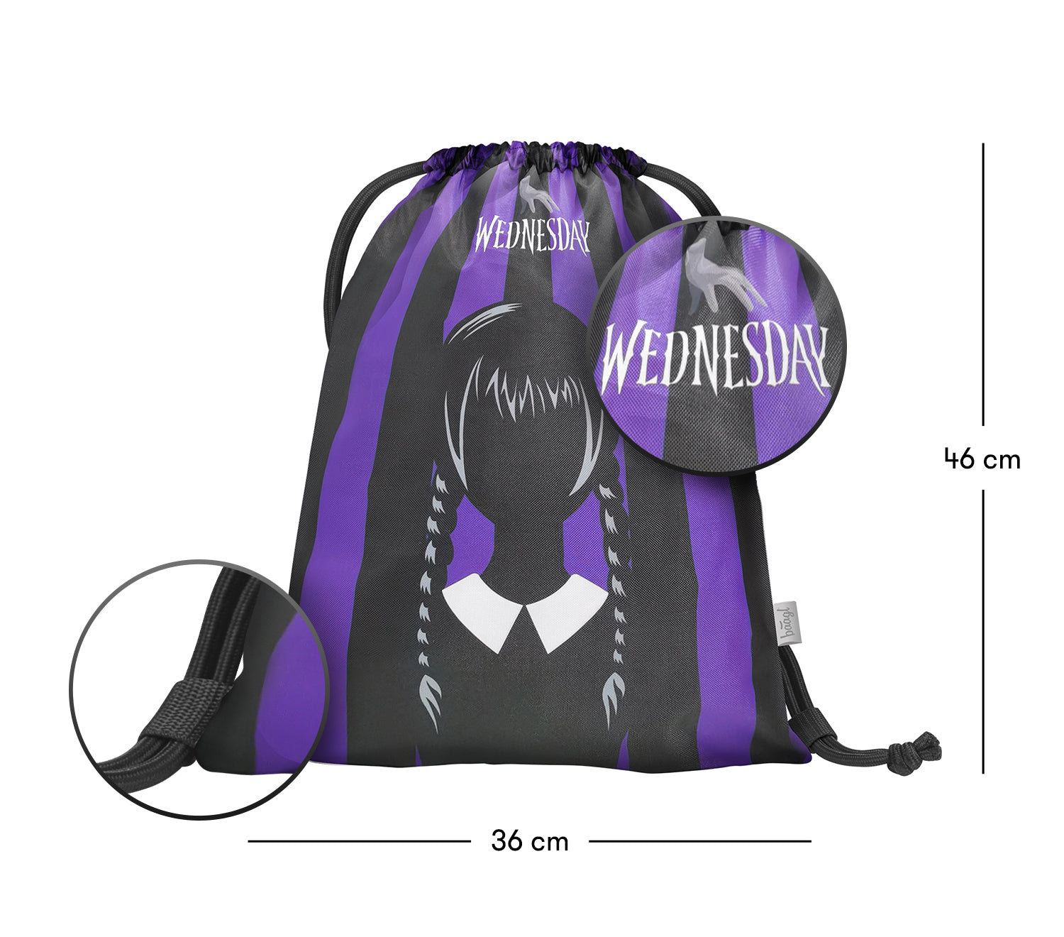baagl-gym-sacks-sac-de-gym-wednesday-noir-lavable image 3