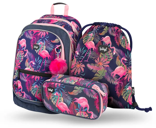 baagl-core-flamingo-set-scolaire-cartable-fille image 1