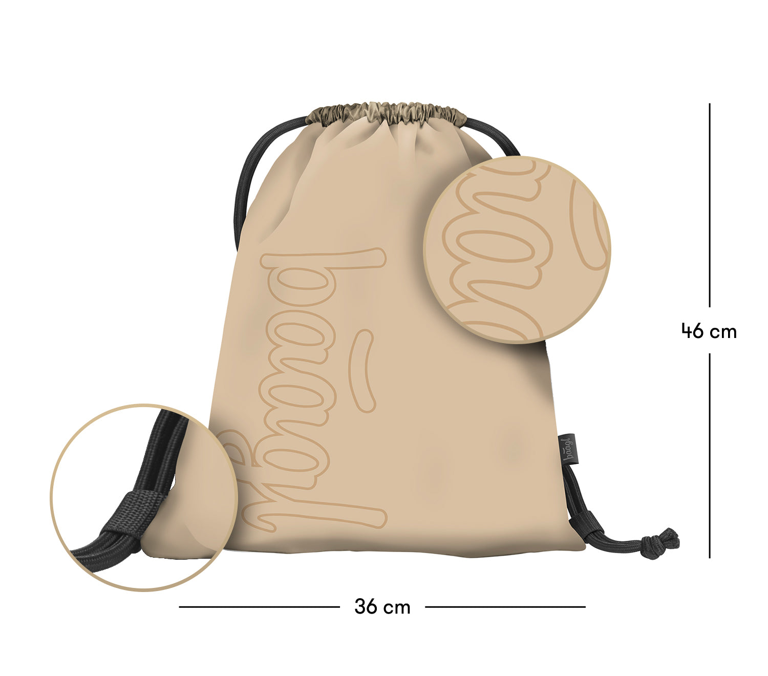 baagl-beige-sac-de-gym-enfant-cordon-lavable image 3