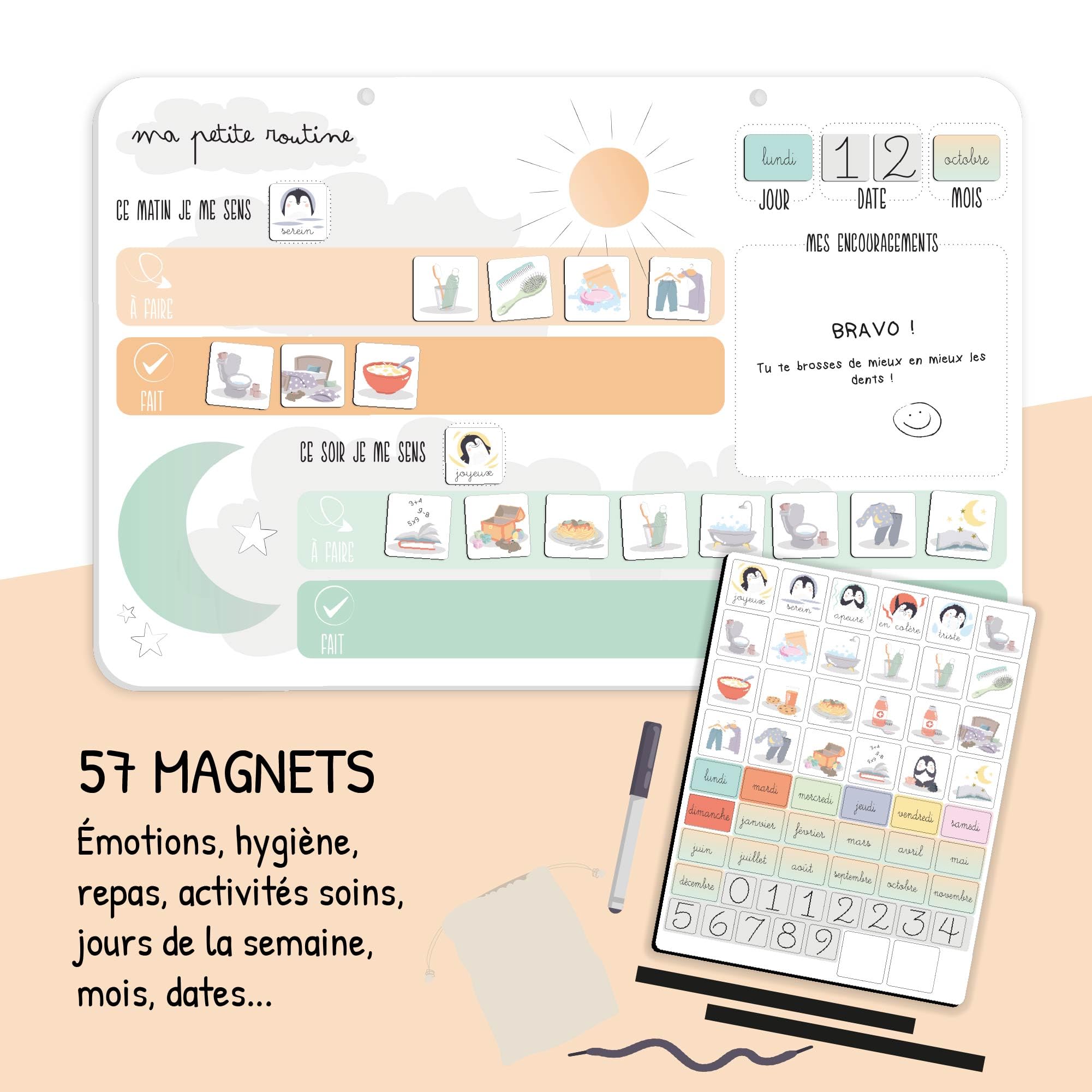 atelier-gigogne-ma-petite-routine-tableau-magn-tique-57-magnets-3-8-ans image 3