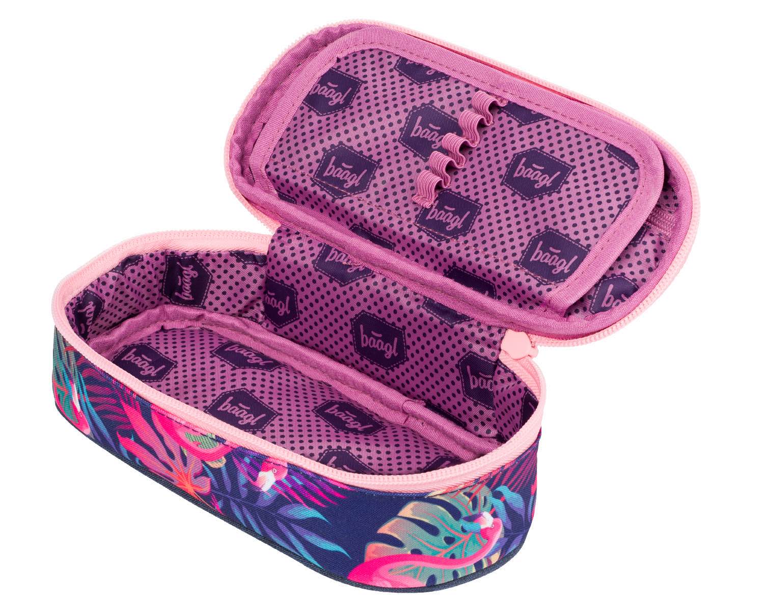 baagl-flamingo-trousse-scolaire-compacte-flamant-rose-vide image 3
