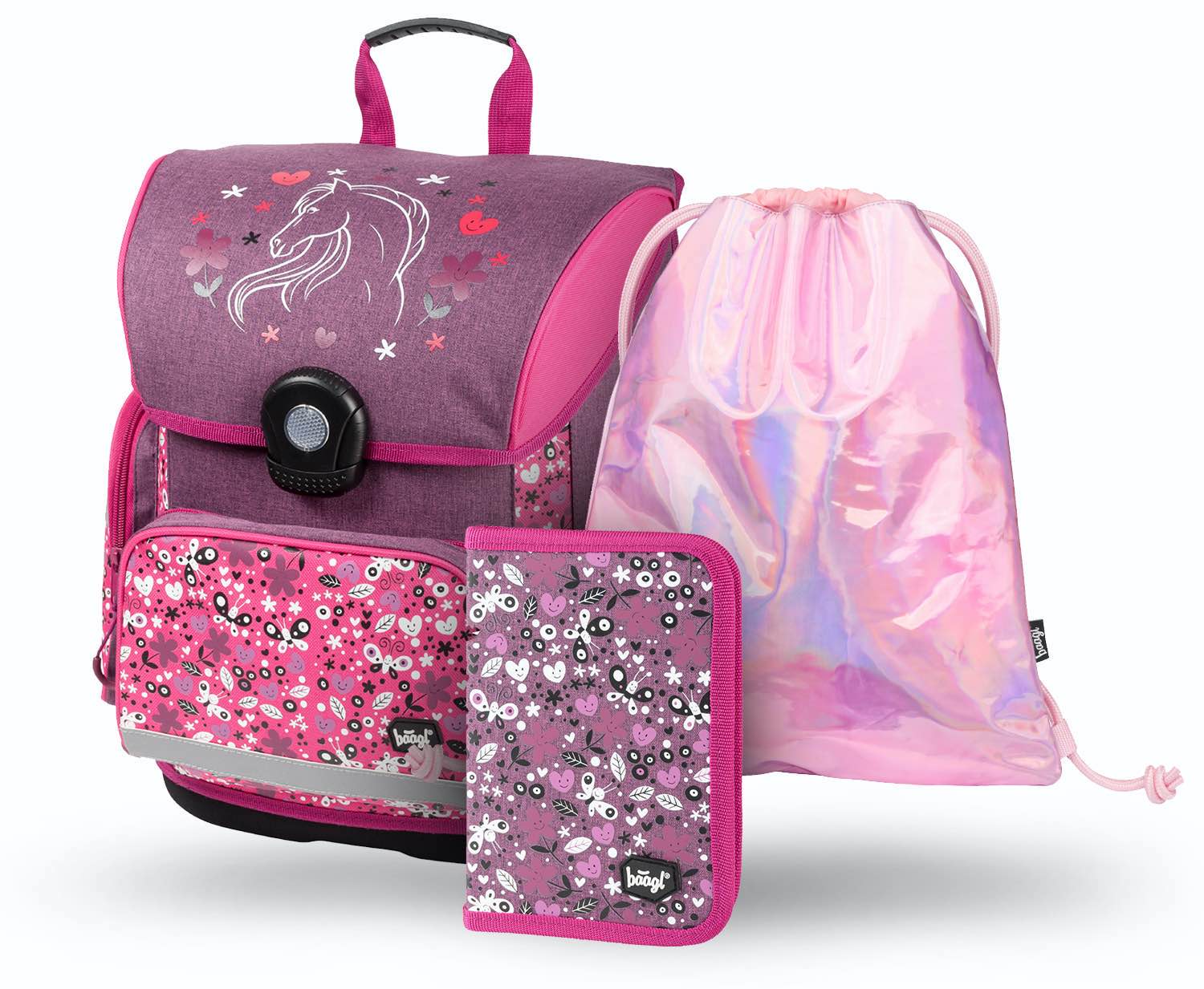 baagl-horses-ensemble-scolaire-fille-cartable-18-l-3-pi-ces image 1