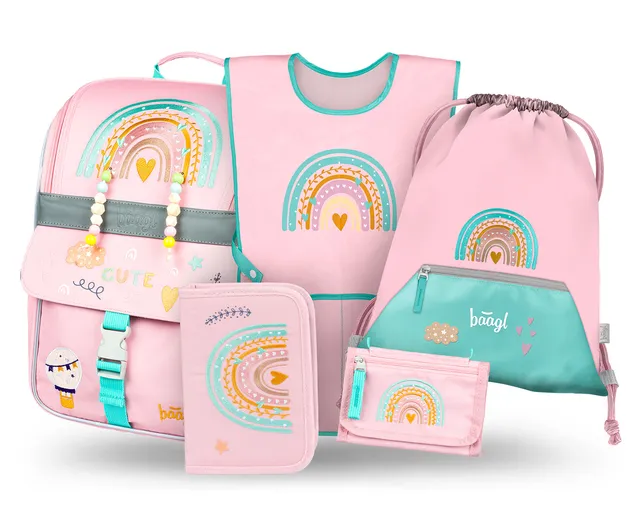 baagl-zippy-rainbow-pink-iii-set-cartable-cp-fille-3-pi-ces image 1