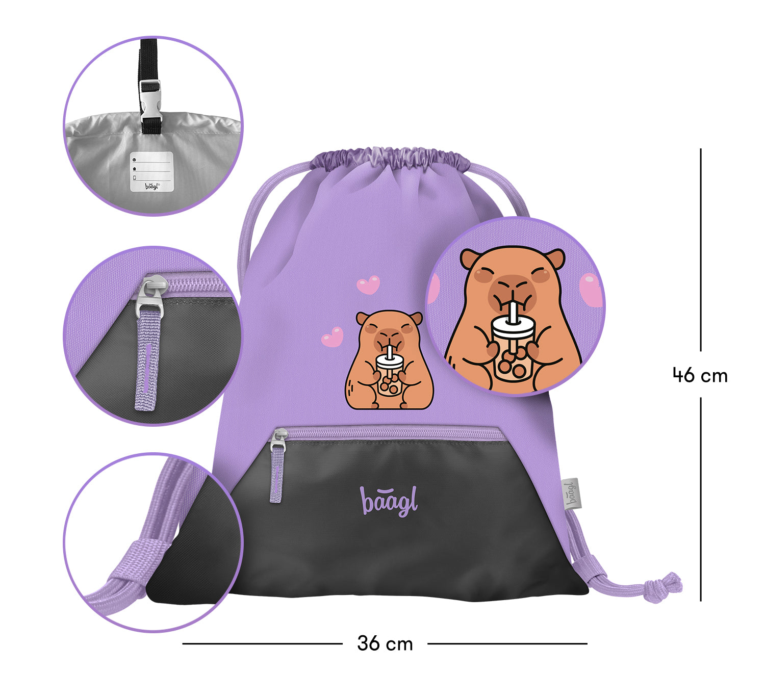 baagl-capybara-sac-de-gym-poche-zipp-e-mousqueton image 3