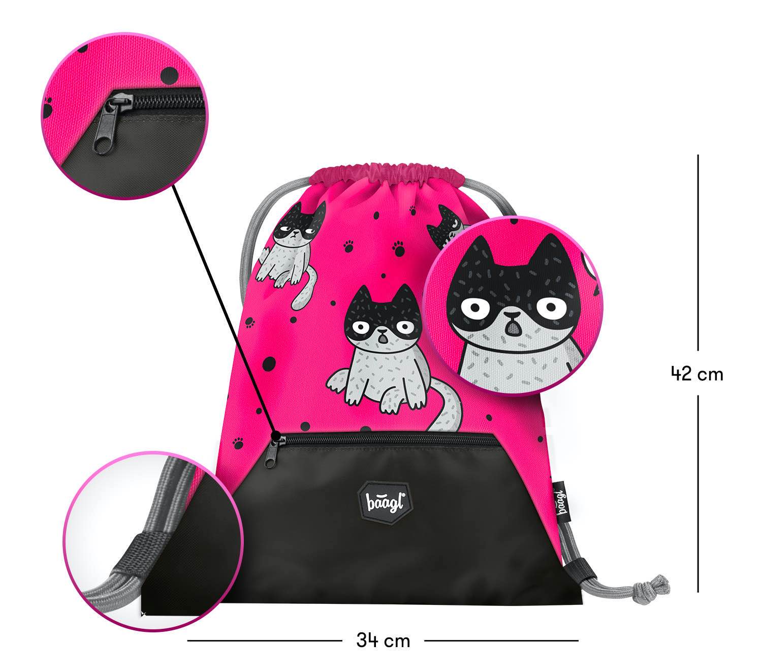 baagl-gym-sacks-kittens-sac-de-gym-poche-zipp-e-enfant image 3