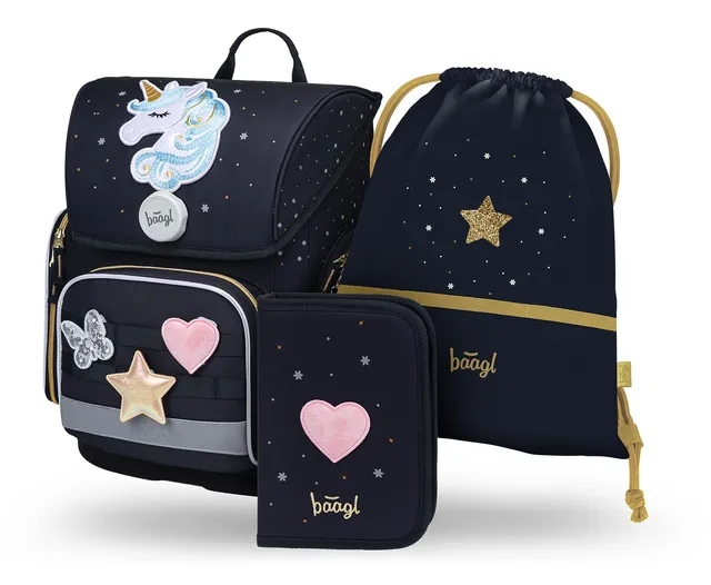 baagl-ergo-unicorn-gold-set-scolaire-cartable-19-l image 1