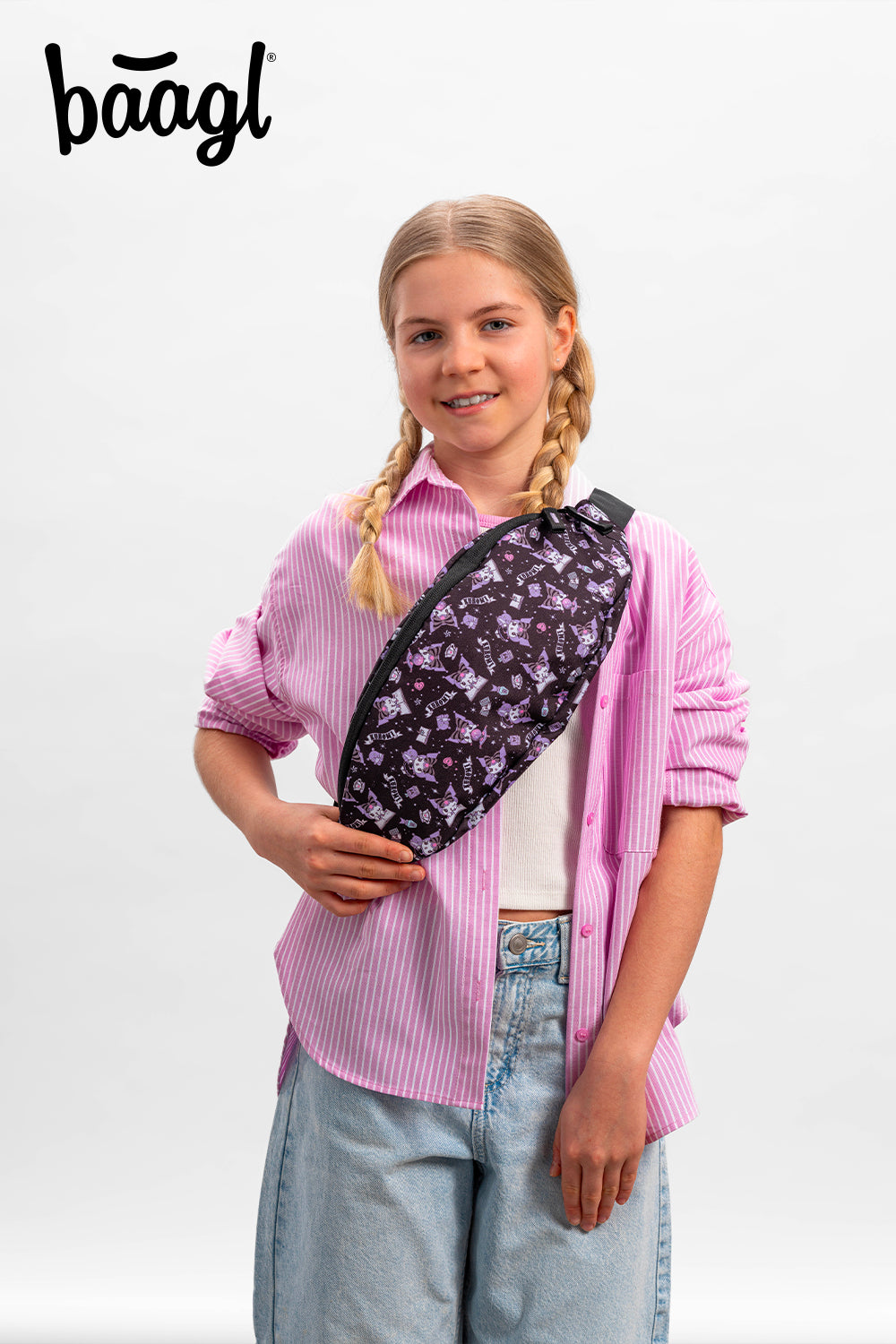 baagl-bumbags-snap-kuromi-sac-banane-noir-recycl image 4