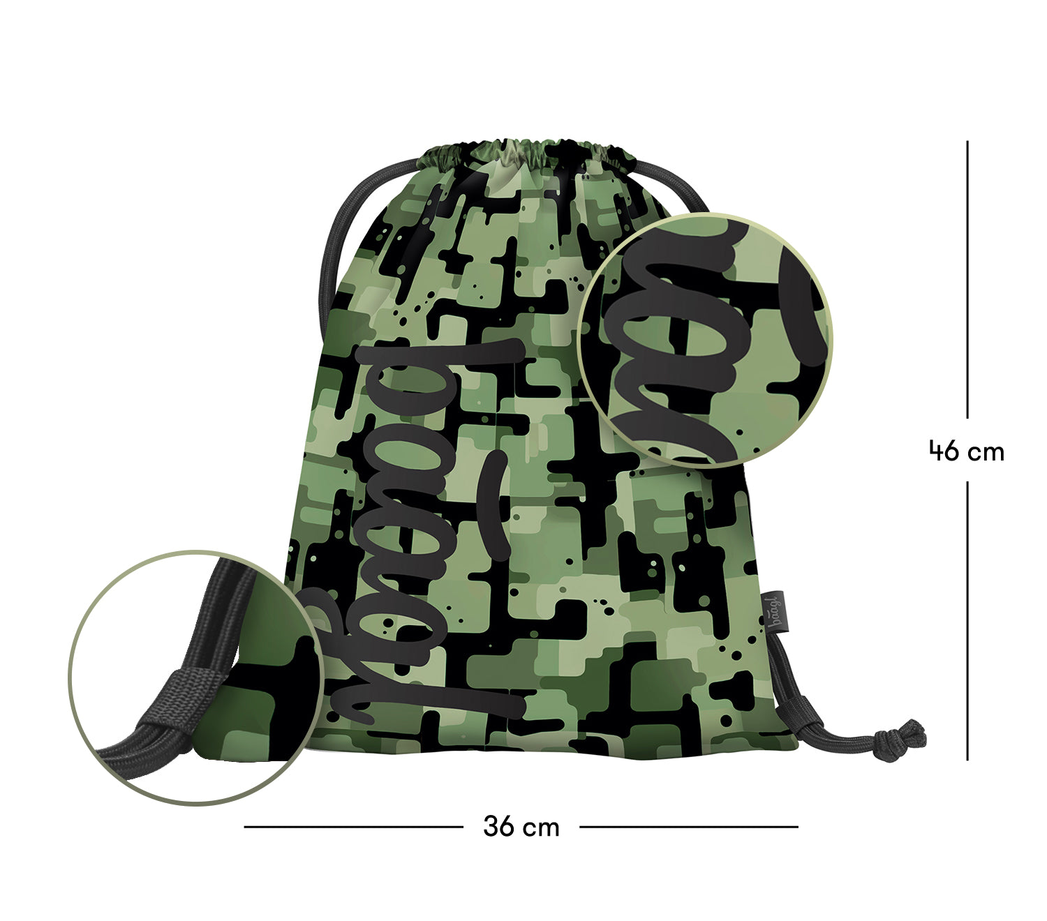baagl-green-sac-gym-sport-enfant-vert-lavable image 3