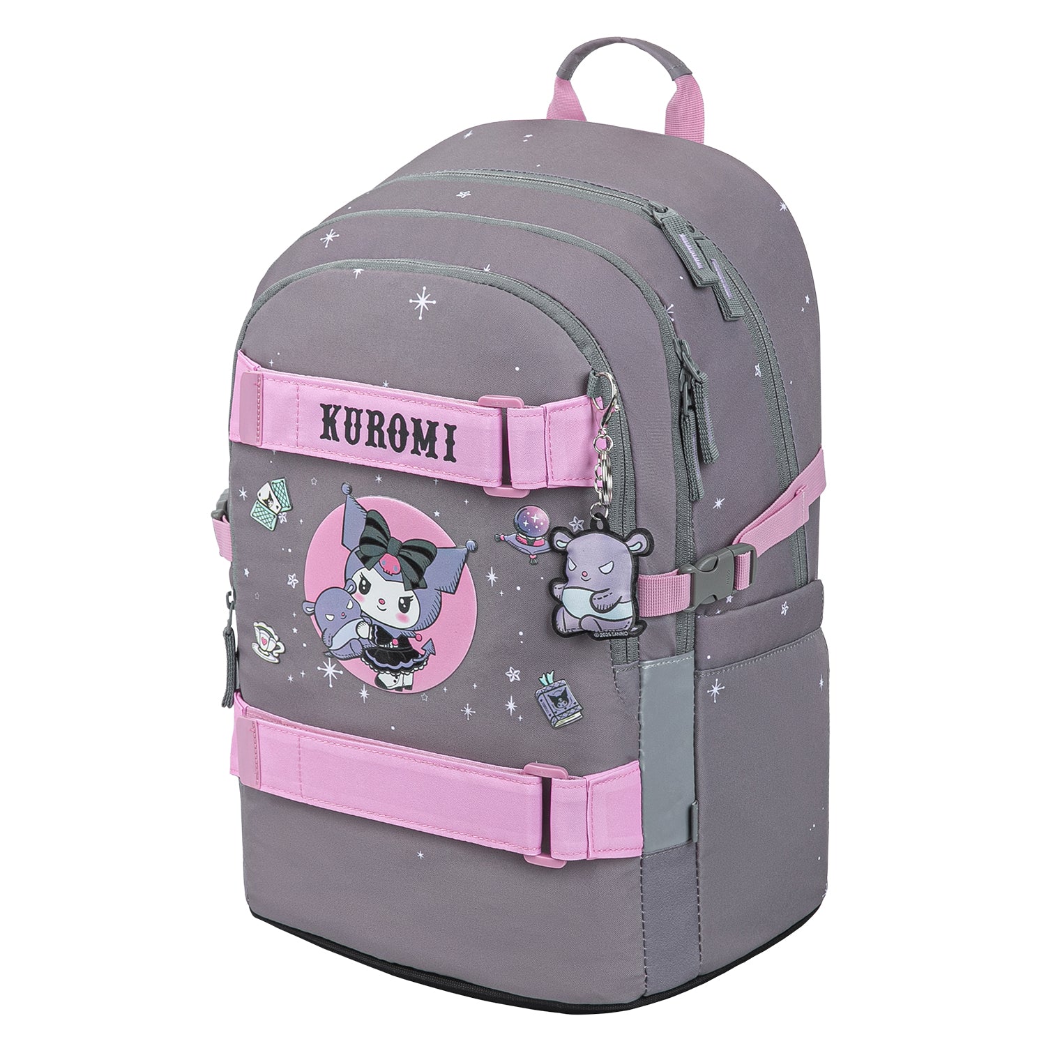 baagl-skate-kuromi-grey-sac-dos-scolaire-skateboard image 2
