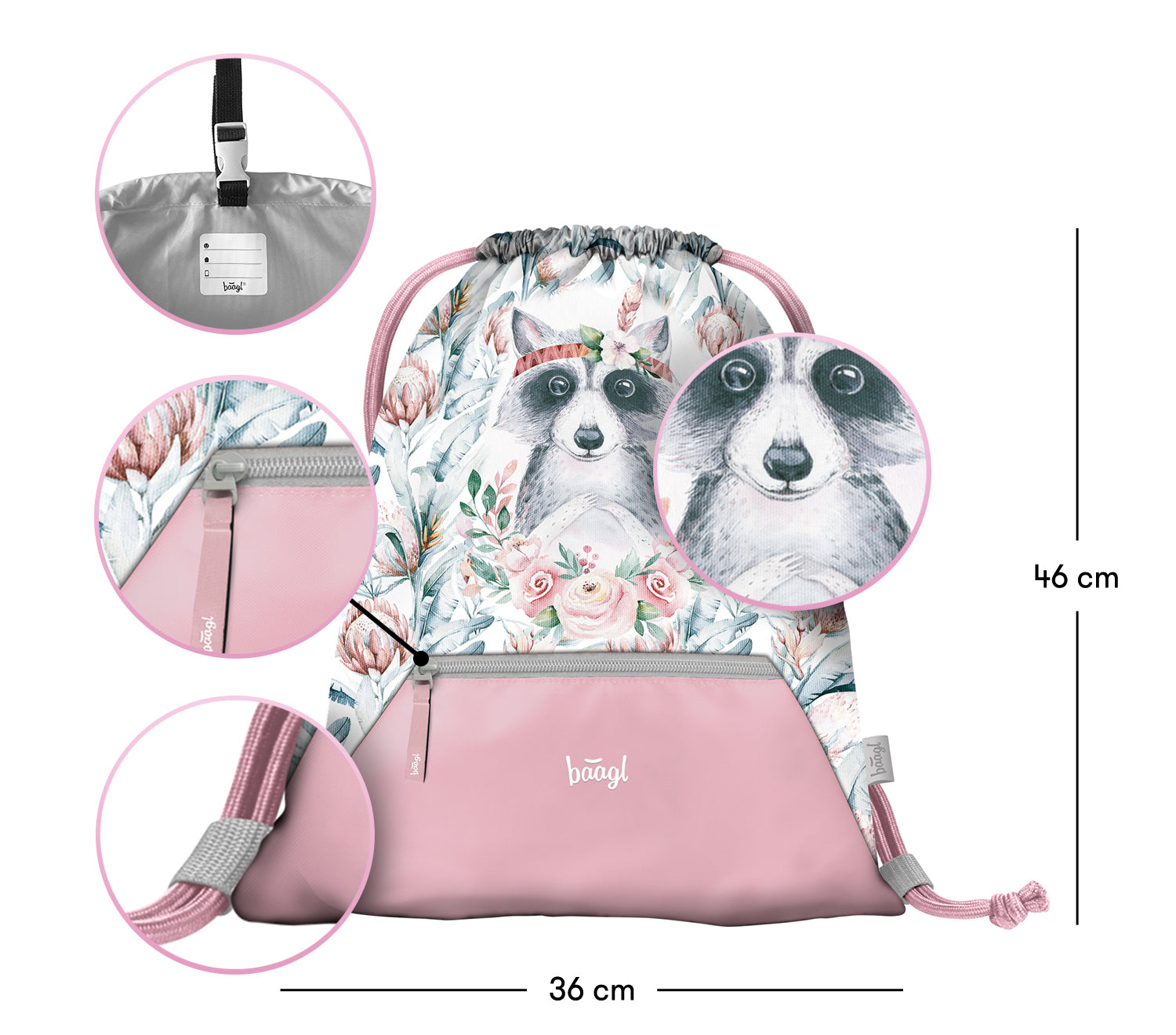 baagl-raccoon-sac-de-gym-poche-zipp-e-mousqueton image 3