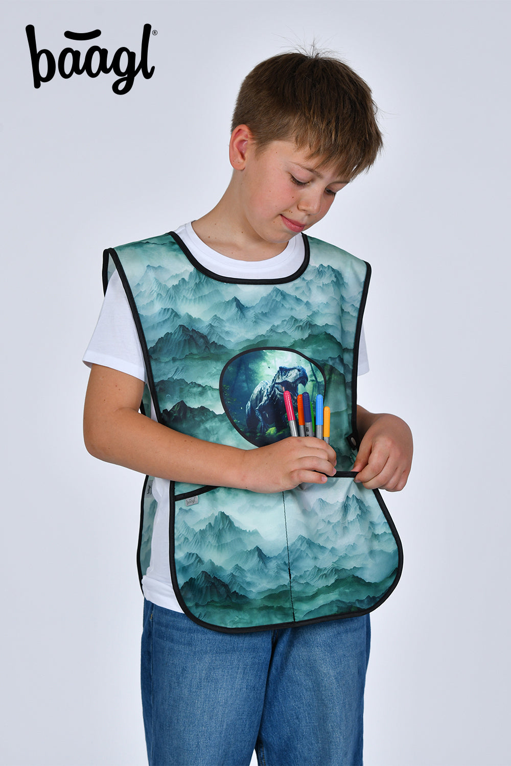 baagl-dino-tablier-enfant-peinture-2-poches-lavable image 6