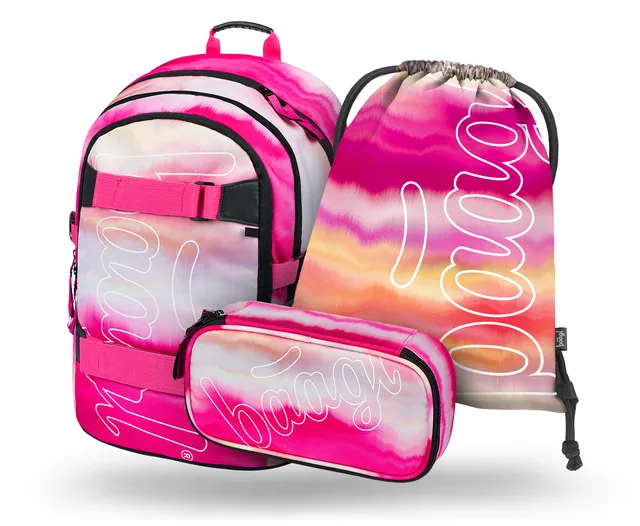 baagl-skate-pink-stripes-ensemble-scolaire-rose-fille image 1