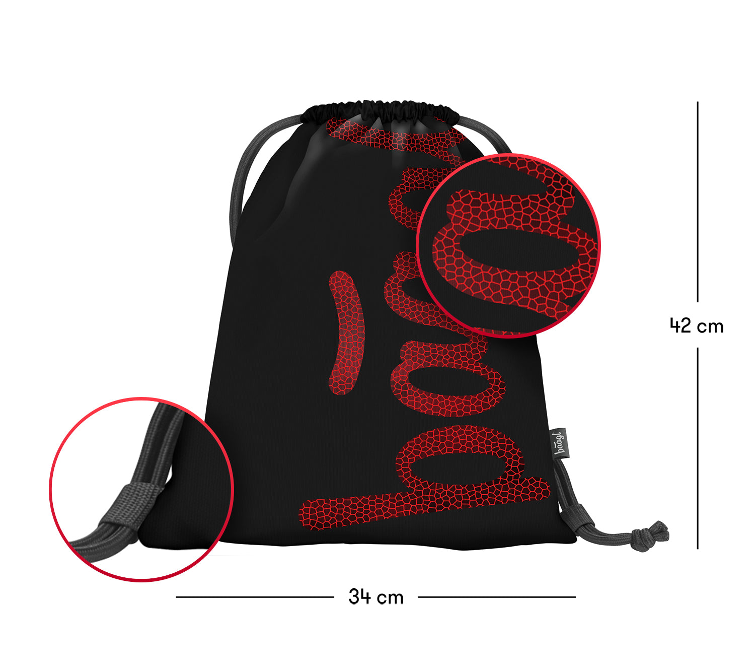 baagl-red-sac-de-gym-rouge-enfant-cordon-lavable image 3