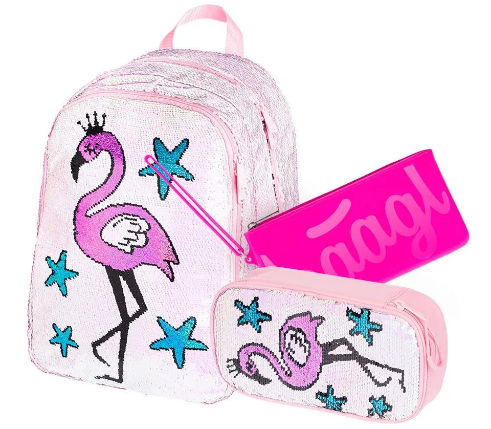 baagl-fun-flamingo-set-scolaire-sac-trousses image 1