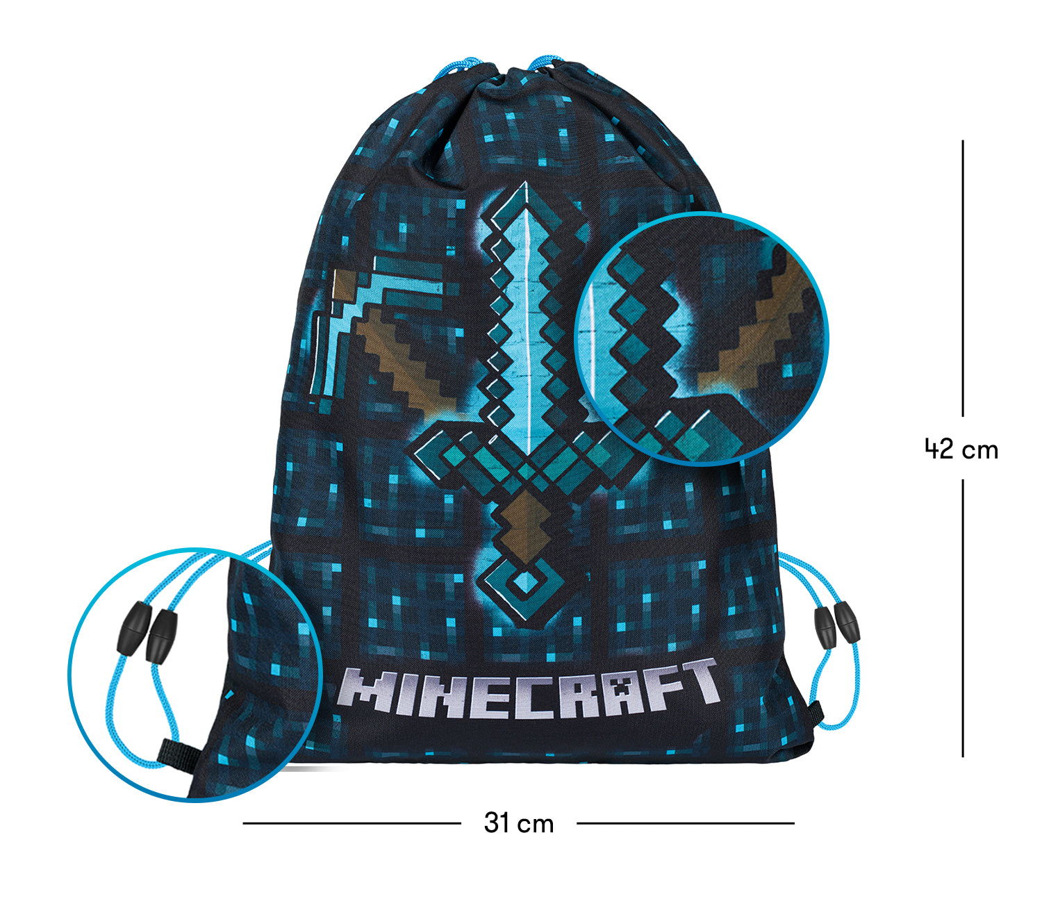 baagl-minecraft-blue-axe-and-sword-trousse-sac-gym image 4