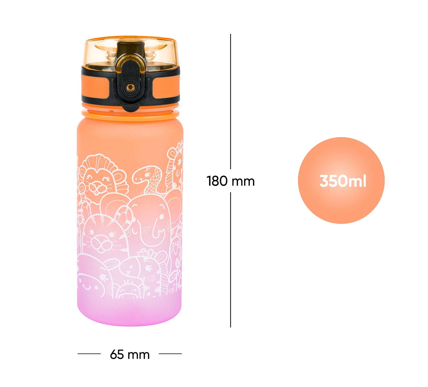 baagl-drinking-bottles-gourde-tritan-gradient-animals-350-ml image 7