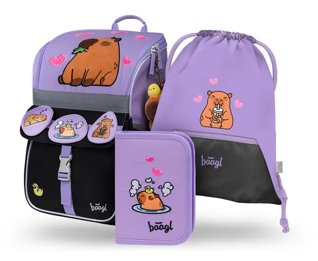 baagl-zippy-capybara-cartable-ensemble-3-pi-ces-ergonomique image 1