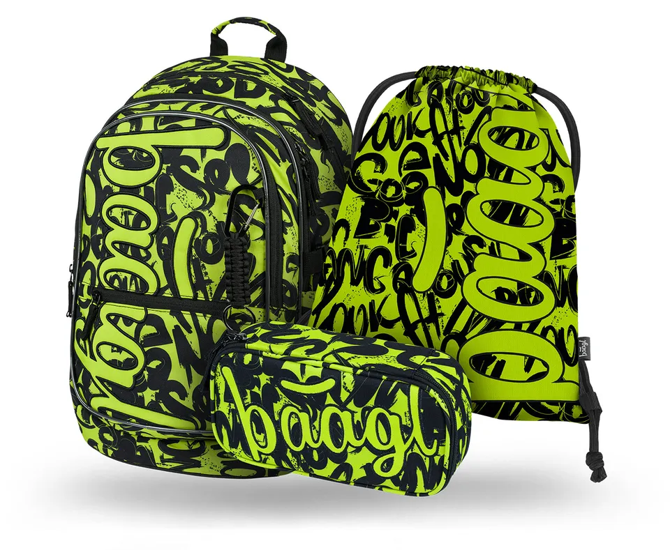 baagl-core-lime-sac-dos-scolaire-ensemble-3-pi-ces-vert image 1