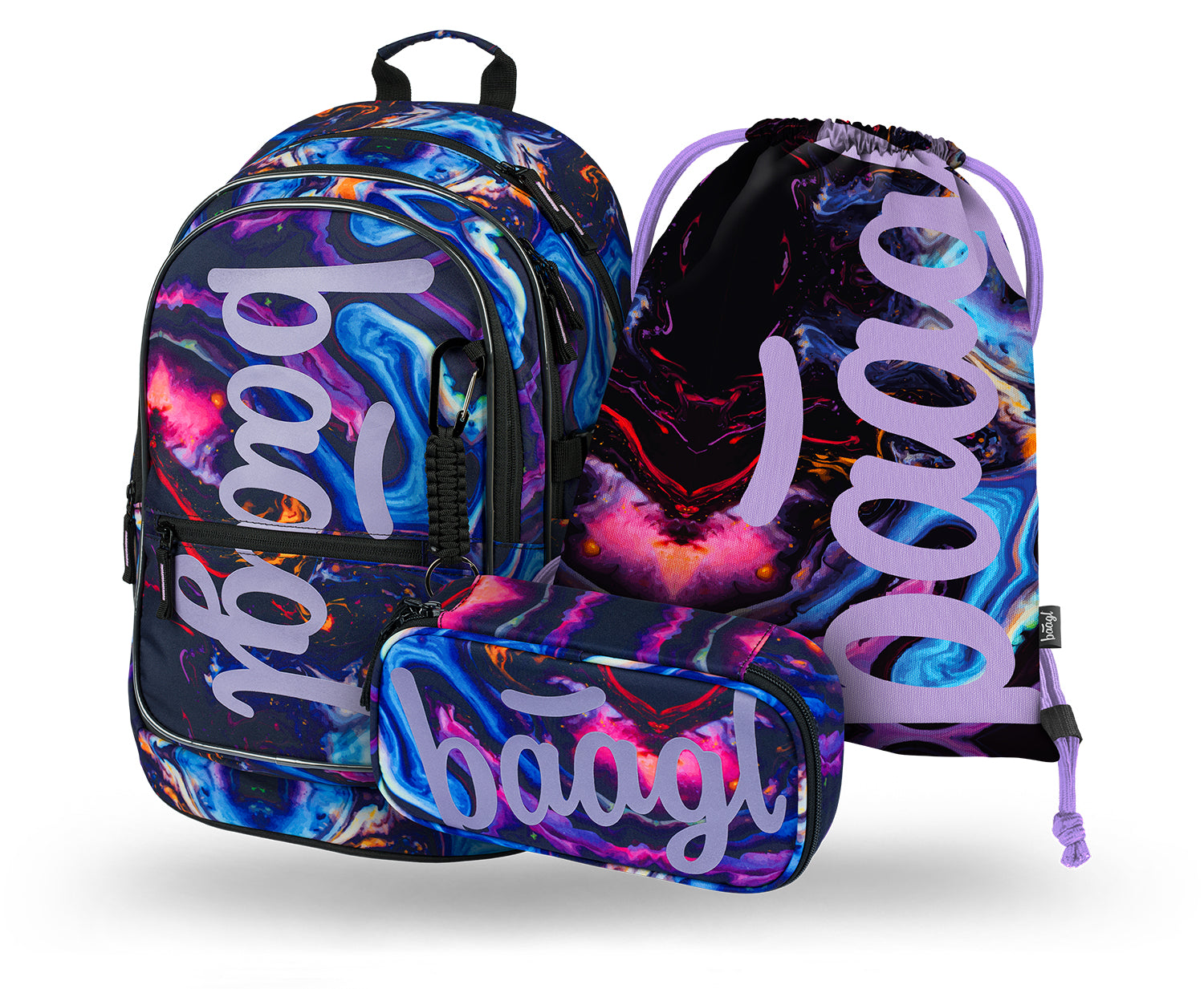 baagl-core-marble-set-scolaire-sac-dos-25-l-3-pi-ces-fille image 1