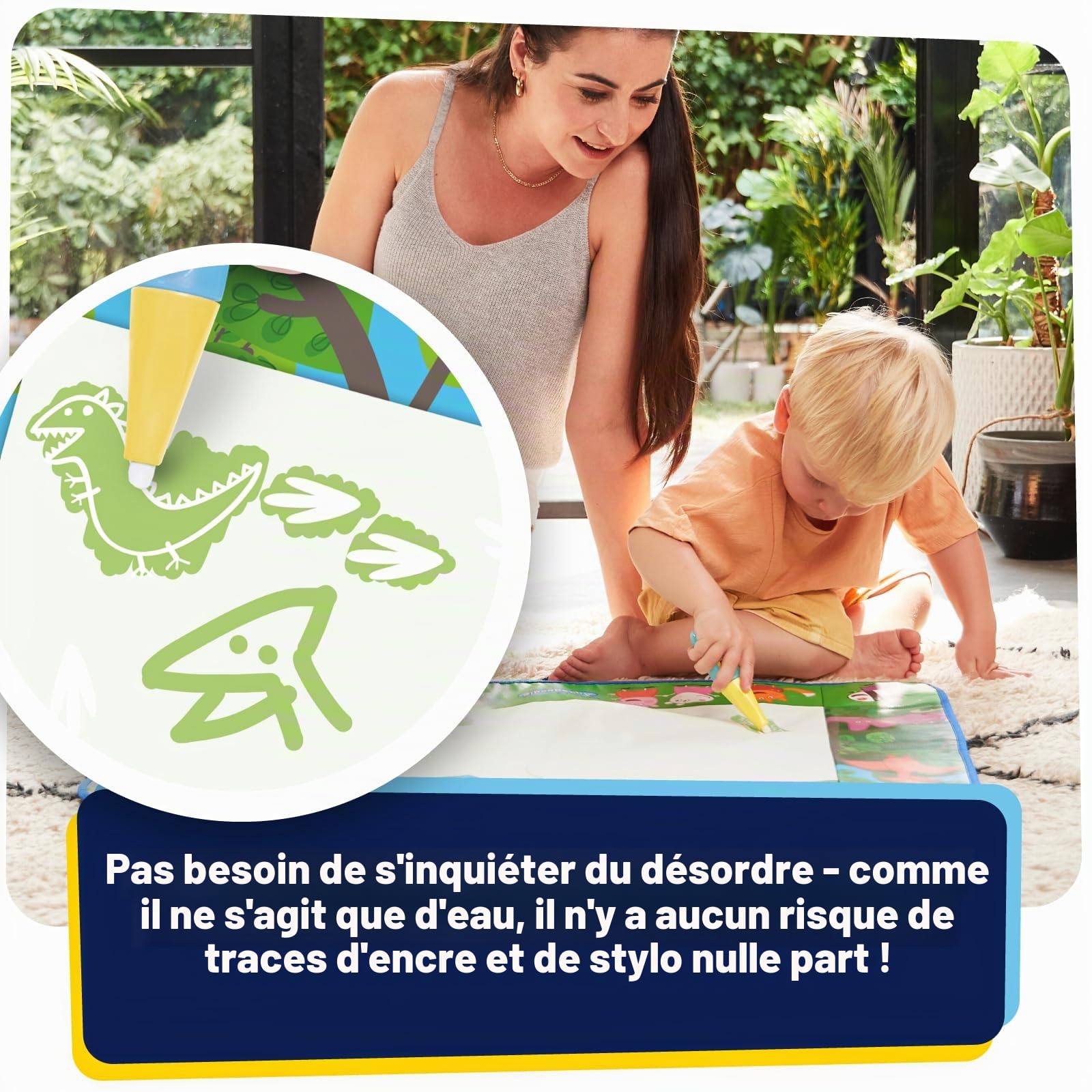 aquadoodle-mini-mat-peppa-pig-tapis-dessin-eau-dinosaures-75x55-cm image 4