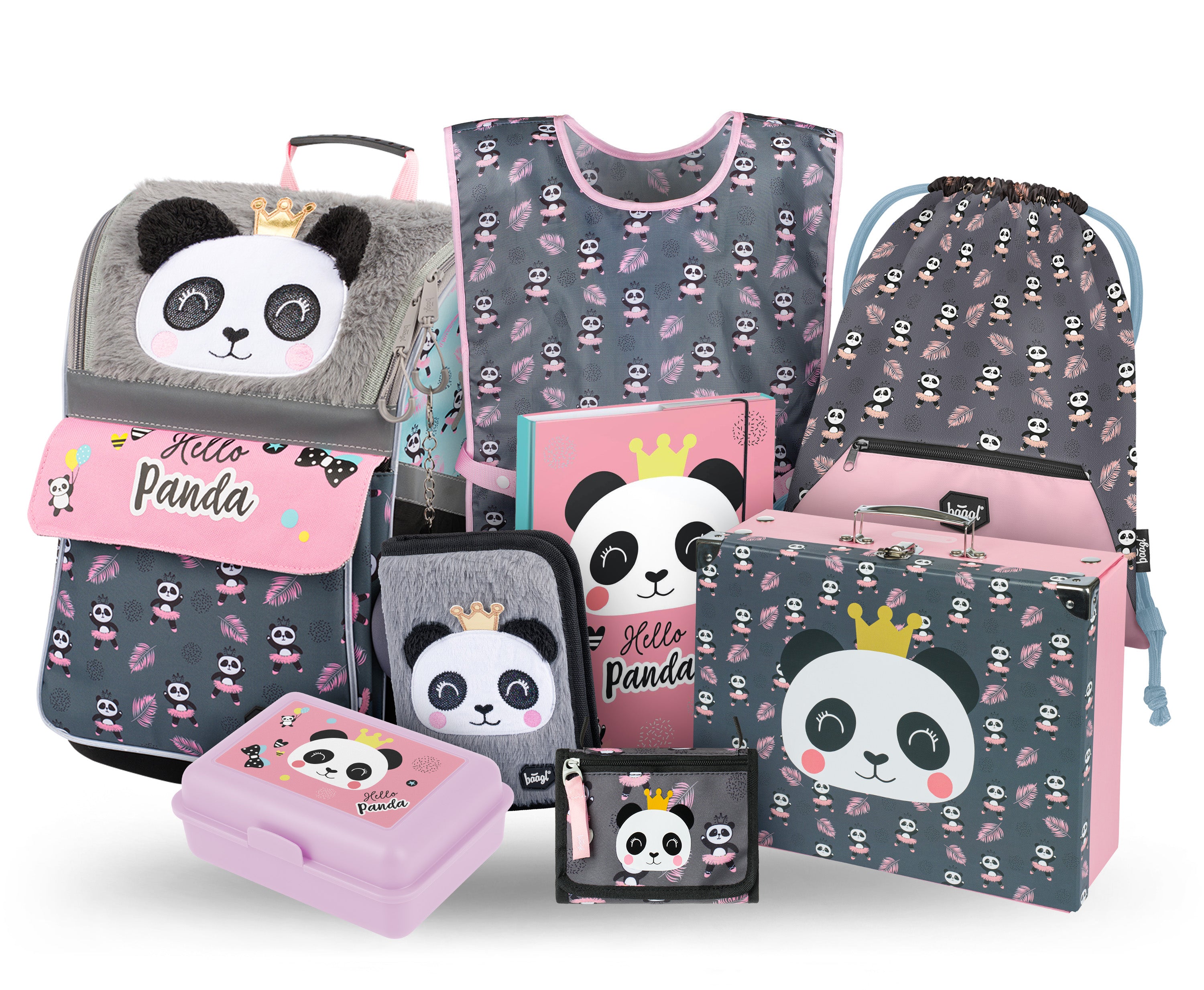 baagl-school-sets-zippy-panda-iv-cartable-3-pi-ces-fille-ergonomique image 1