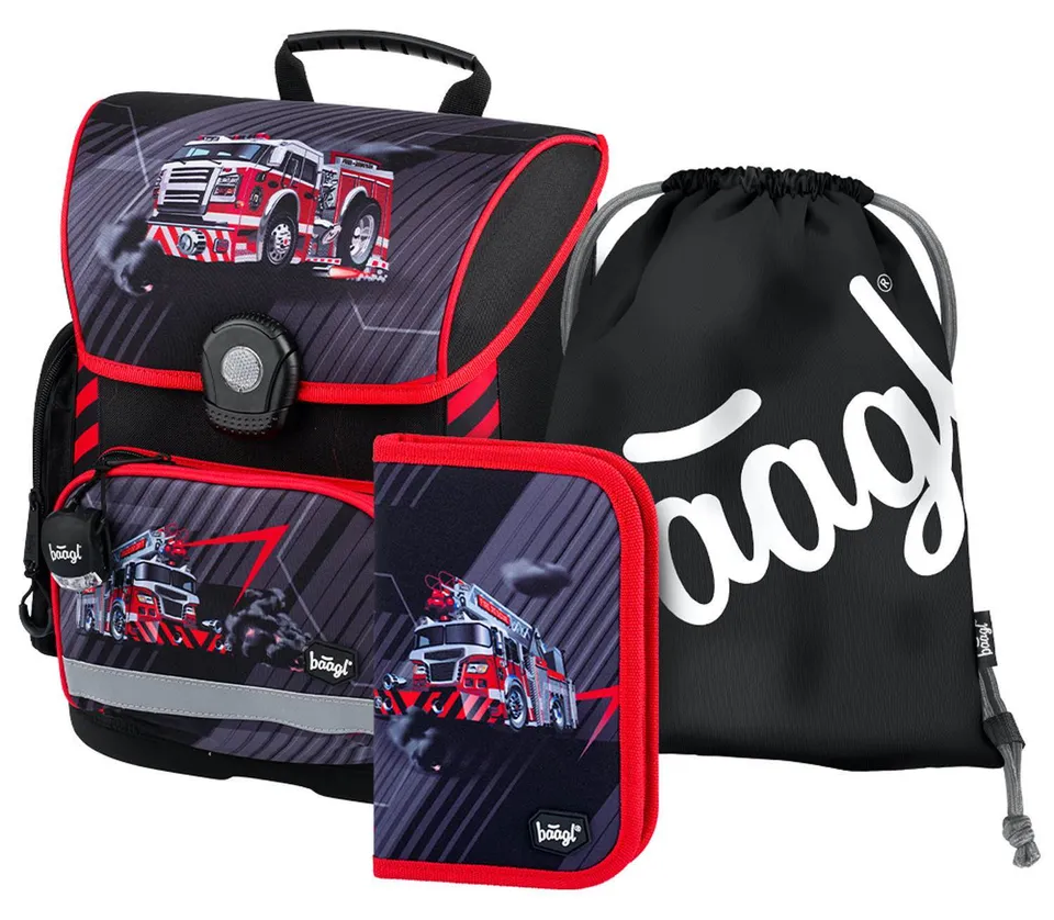 baagl-school-sets-ensemble-firetruck-ii-cartable-trousse-cp image 1