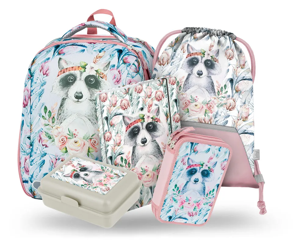 baagl-school-sets-shelly-raccoon-ii-cartable-23-l-fille-cp image 1
